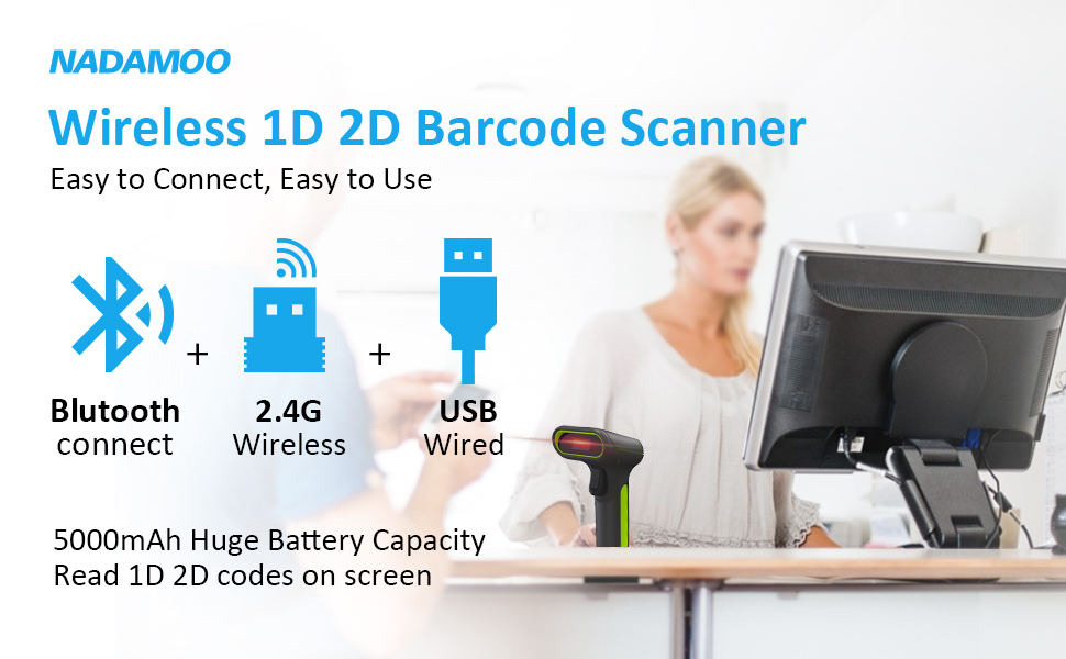  Blutooth & wireless & wired 1D 2D QR barcode scanner