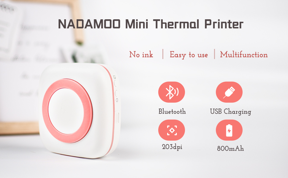 NADAMOO Mini Thermal Printer bluetooth photo printer
